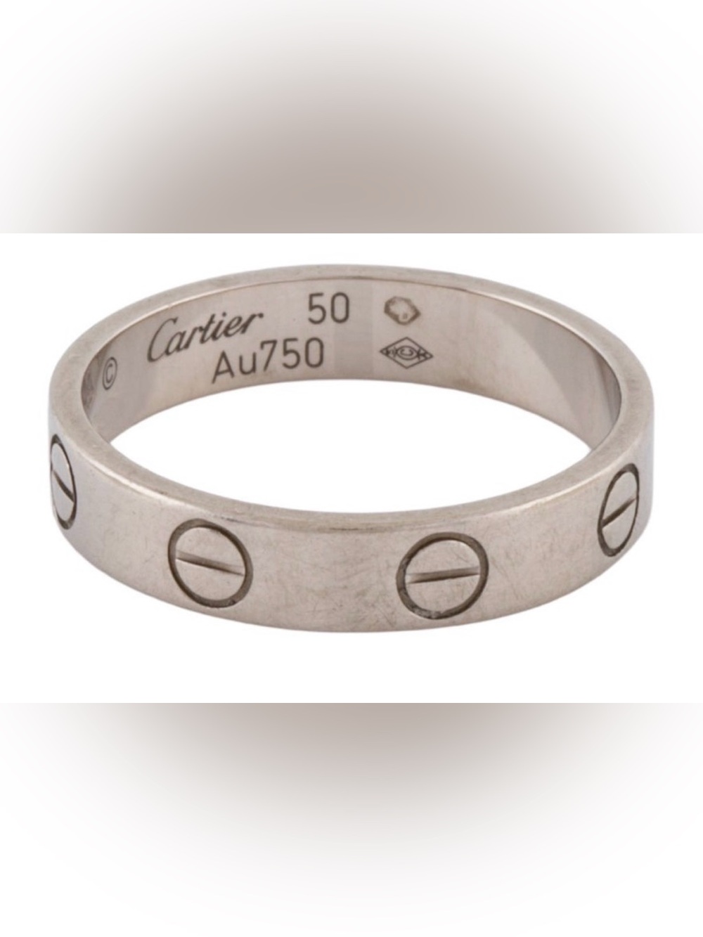 Cartier Love Ring size 5.25 18k White Gold Size 50 5.5mm signed MPN B409105